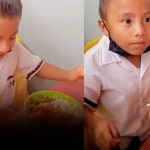 हा लहान मुलगा त्याच्या जेवणाचा सर्वोत्तम भाग खाण्यास तयार नव्हता कारण तो ते यासाठी साठवत होता… “हे माझ्यासाठी आहे…”